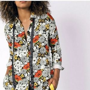 WILDFANG Empower Floral Button Down Blouse Tie M